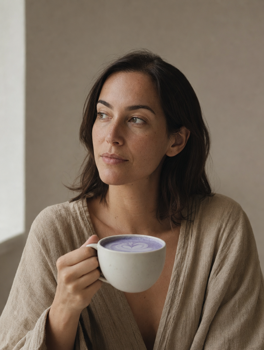 UBurn founder portrait holding her violet ritual cup